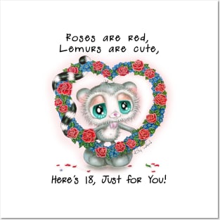 Roses are red, Lemurs are cute, Here's 18, just for You! Posters and Art